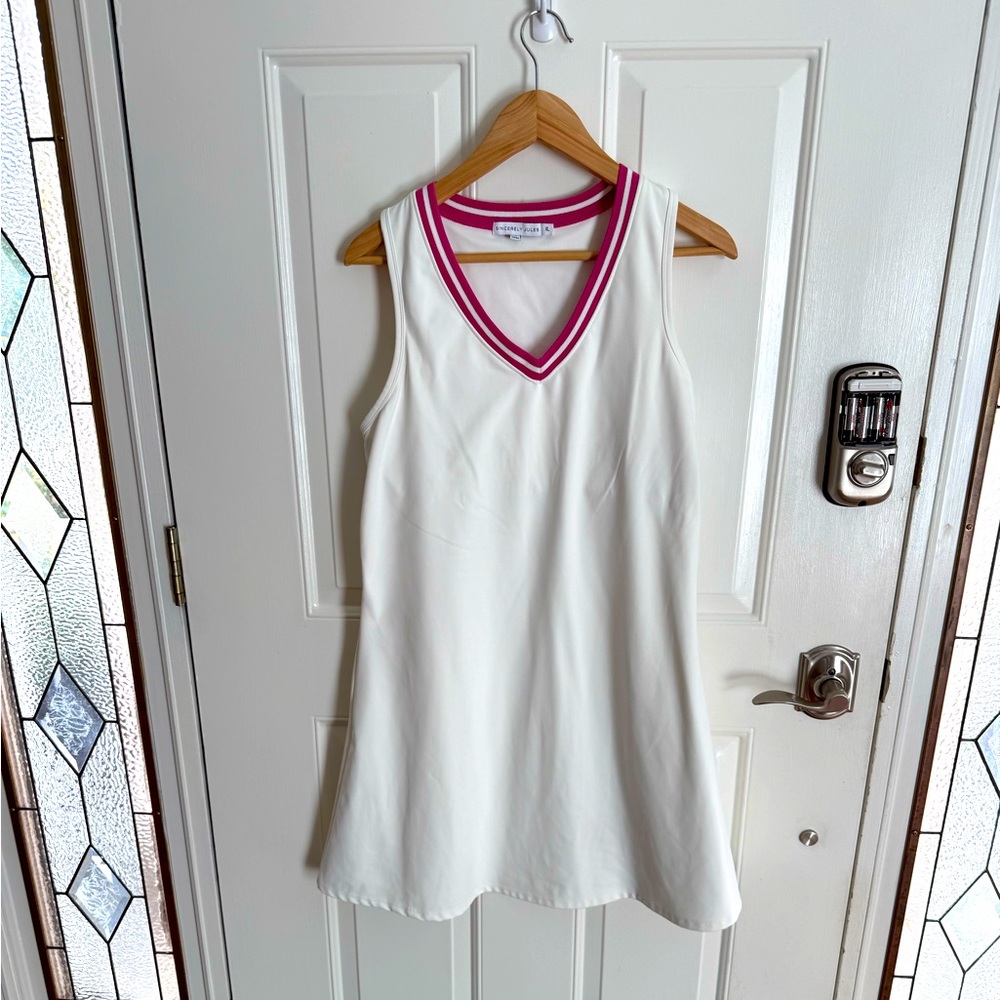 Sincerely Jules Tennis Dress White Pink Trim Shelf Bra XL